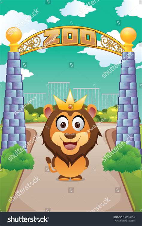 Lion Zoo Background Cartoon Stock Vector (Royalty Free) 352034120 | Shutterstock