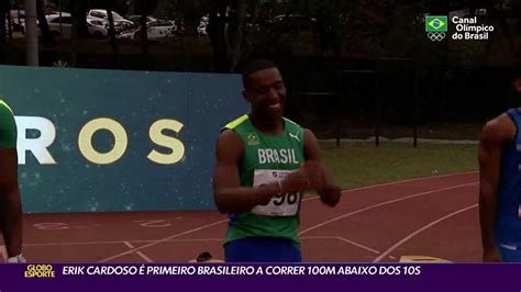 Vídeo Erik Cardoso é primeiro brasileiro a correr 100m abaixo dos 10