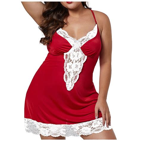 Lovskoo 2024 Plus Size Lingerie For Women Spaghetti Strap Pajama Set