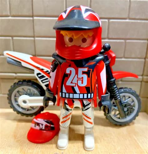 PLAYMOBIL PERSONNAGE MOTARD Pilote MotoCross Aventurier 16 Pour