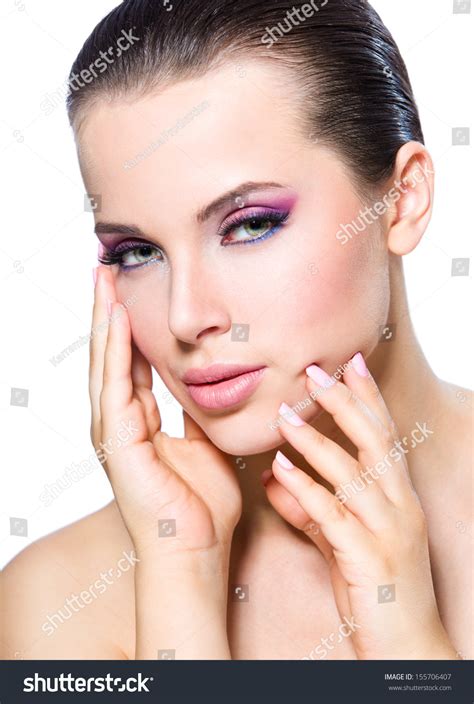 Portrait Touching Her Face Nude Girl Stock Photo Edit Now