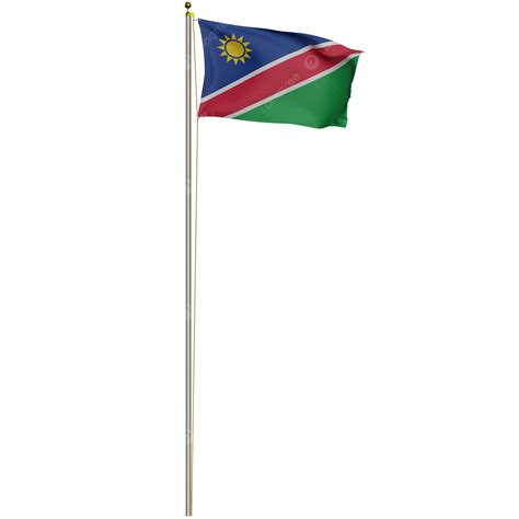 Namibia Flag With Pole Transparent PNG, Vector, PSD, and Clipart With