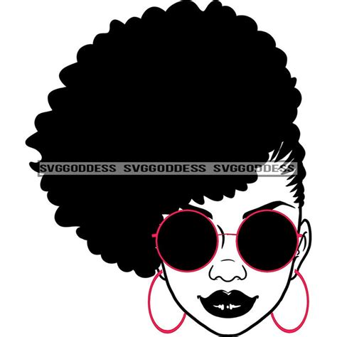 Afro Woman White Face Sunglasses Hoop Earrings Diva Black Girl Magic