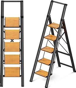 Gamegem Step Ladder Aluminum Folding Step Stool With Anti Slip And