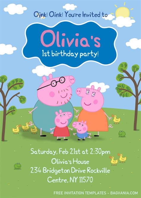 Peppa Pig Invitation Templates – Editable .Docx | FREE Printable Birthday Invitation Templates ...