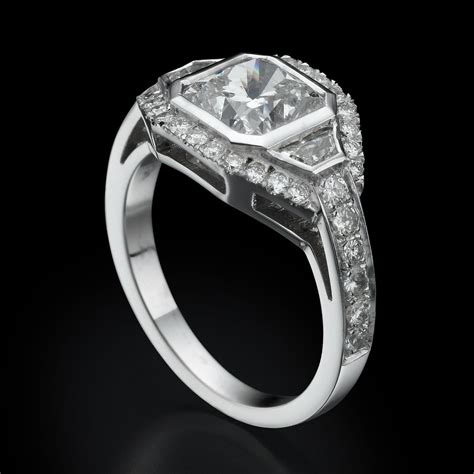 HALD MOON VVS D HALO SETTING DIAMOND RING RADIANT 3 01 CARAT 14K WHITE