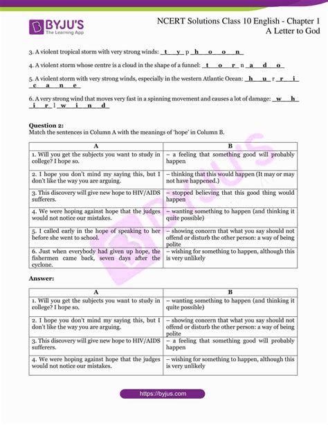 Ncert Solutions For Class 10 English First Flight Chapter 1 A Letter To