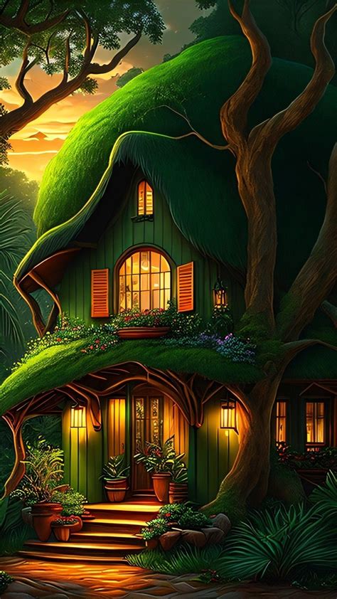 Fantasy Cottage Fantasy House Love Animation Wallpaper Scenery