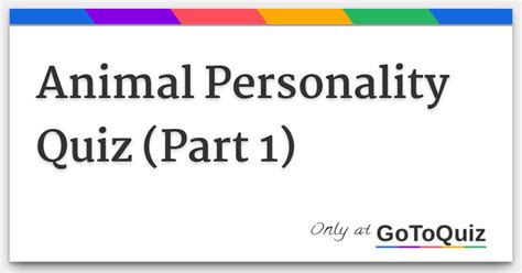 Animal Personality Test Printable