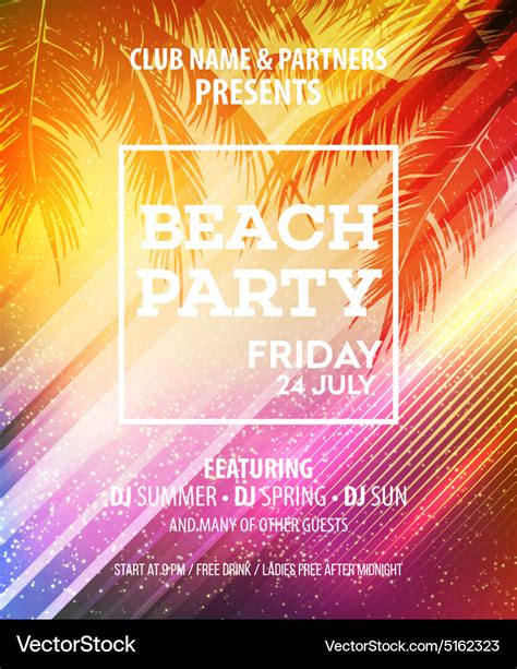 Summer Beach Party Flyer Template Royalty Free Vector Image