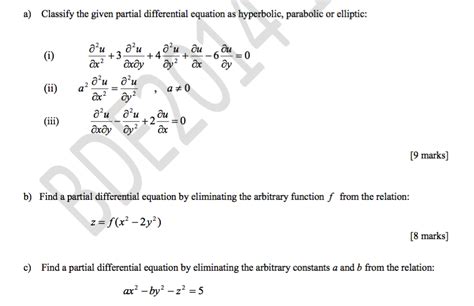 Solved A Classify The Given Partial Differential Equation