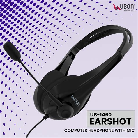 UBON Wired Headphone With Mic UB 1460 Earshot Series On Ear Computer