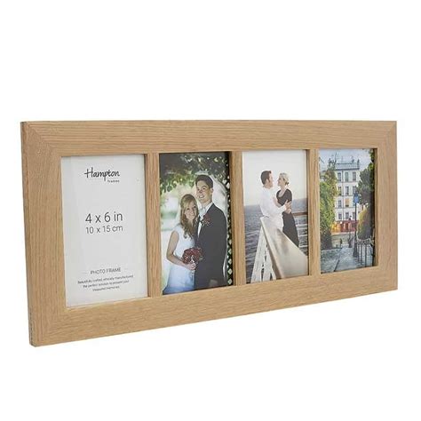 New England Solid Oak 4 Aperture Gallery Style Photo Frame Hampton