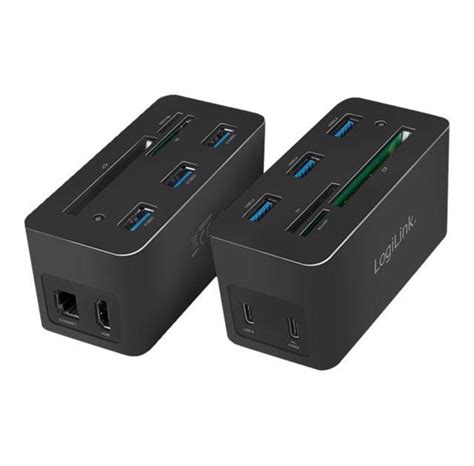 LogiLink USB 3 2 Gen 1 Docking Station USB C 10 Port PD Mini Black