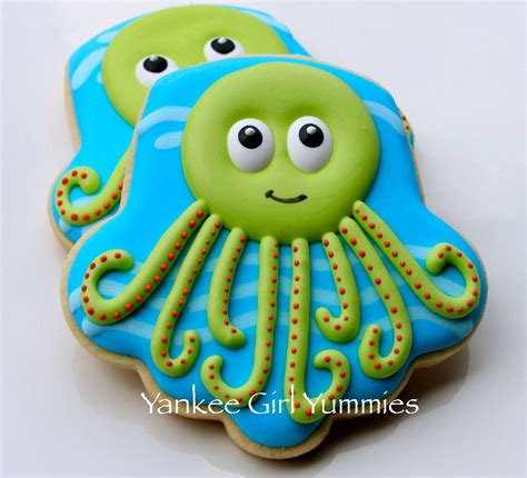 Cute Smile Octopus Cookies Pretty Cookies Fancy Cookies Iced Cookies