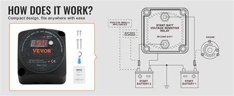 Vevor Dual Battery Isolator Kit 12v 140amp Manual And Auto Modes Vsr Voltage Sensitive Relay
