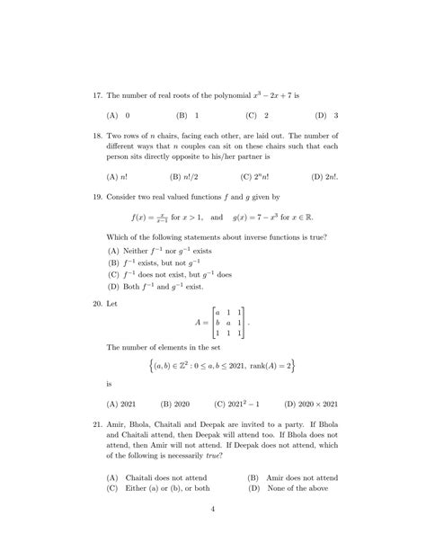 ISI Admission Test M Tech CrS PCA 2023 Sample Paper IndCareer Docs