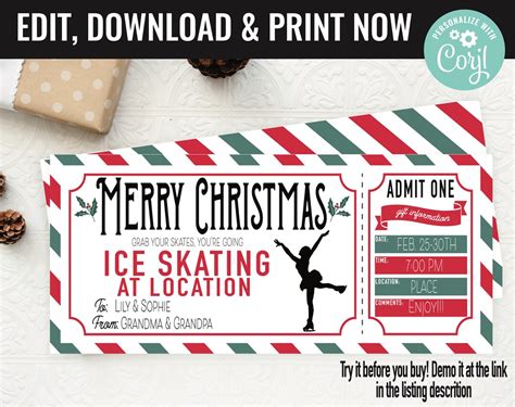 Christmas Ice Skating Lessons Surprise Gift Voucher Figure Skating