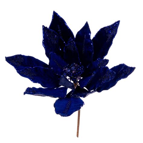 Vickerman Artificial Midnight Blue Double Sided Velvet Poinsettia