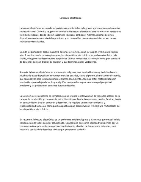 Texto Argumentativo Sobre Basura Electronica PDF Descarga Gratuita