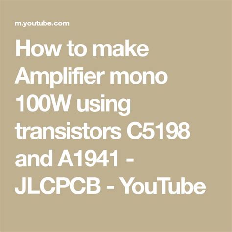 How To Make Amplifier Mono W Using Transistors C And A