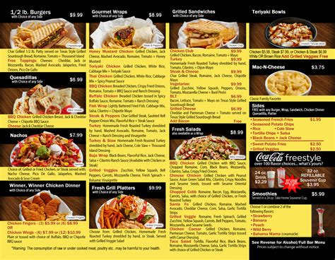 Bar And Grill Menu Templates