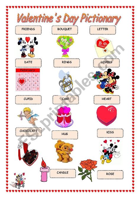 Valentine´s Day Pictionary Esl Worksheet By Szabone M Eva