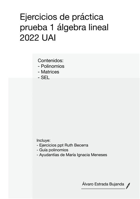 Solution Resumen Prueba Lgebra Lineal Studypool