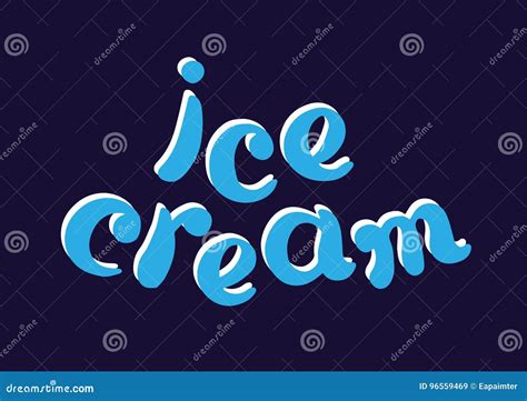 Color Symbol With A Word Ice Cream Lettering Vector Art Stock Vector