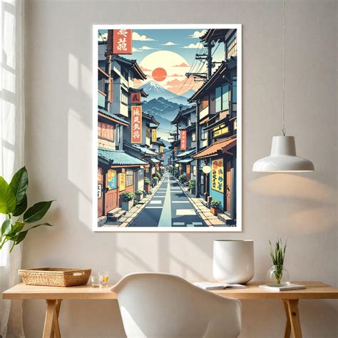 Traditional Japanese Street Art Print Vintage Fuji Mountain Poster