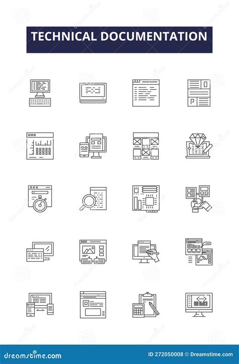 Technical Documentation Line Vector Icons And Signs Guide Help