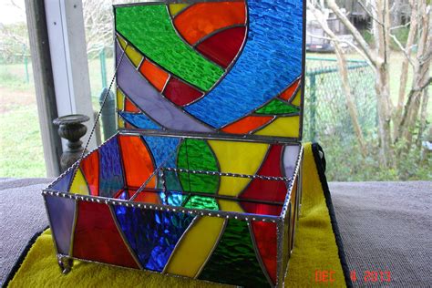 Colorful Rainbow Circus Jewelry Box In Stained Glass Created By Artistic Stained Glass Glass