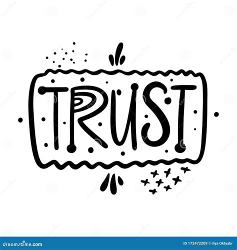 Trust Word Lettering Black Ink Vector Illustration Stock Illustration