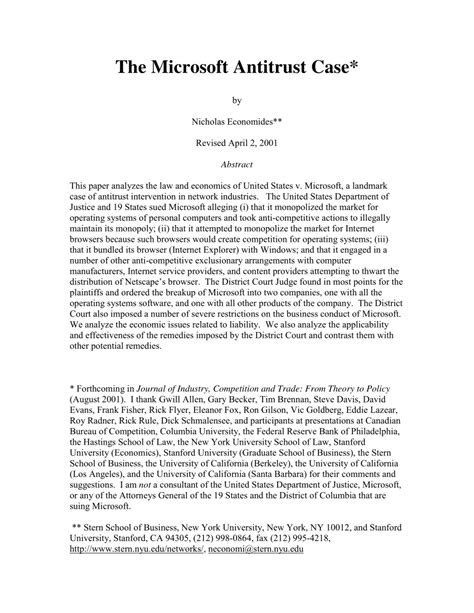 (PDF) The Microsoft Antitrust Case