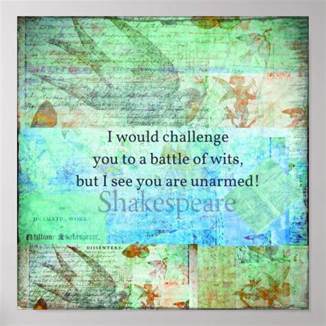 Funny Shakespeare Insult Quotation Elizabethan Art Poster Zazzle