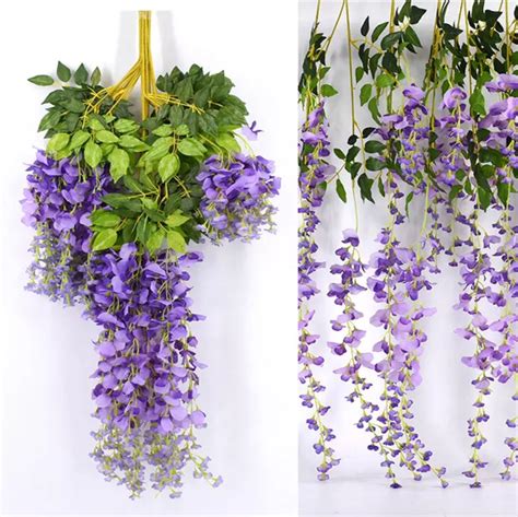 12 Artificial Wisteria Flowers Garland Artificial Vine Rattan Etsy