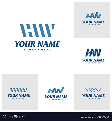 Set of letter hmv logo design template initial Vector Image