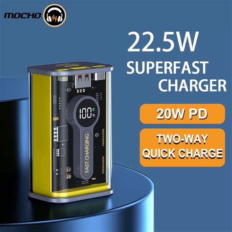 Jual Mocho Power Bank 20000mah Transparan Powerbank Fast Charge 22 5w Power Bank Asli Type C