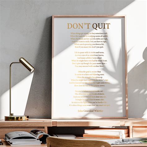 Don T Quit Poem By John Greenleaf Whittier Motivational Poem Wall