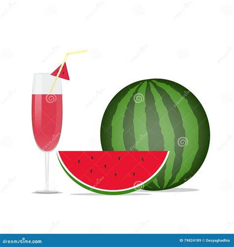 Whole Watermelon Watermelon Slice And Watermelon Juice Stock Vector