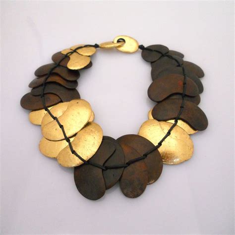 Vintage Wood Monies Necklace Artisan Jewelry Handmade Monies Jewelry Designer Handmade Jewellery