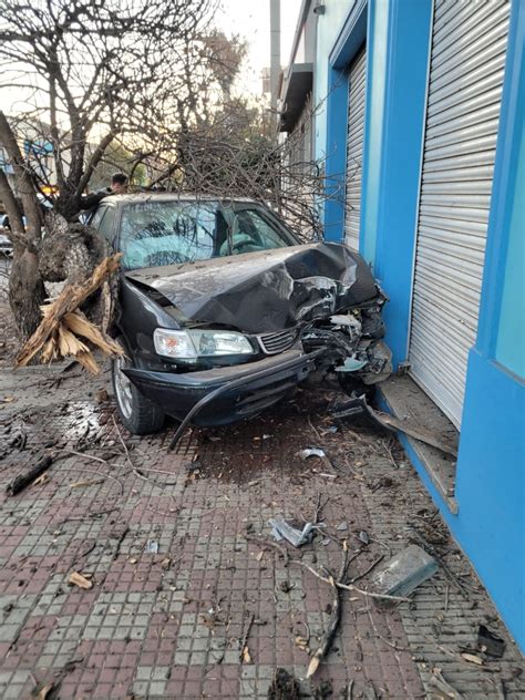 Violento impacto de un auto contra un árbol en pleno centro El Diario