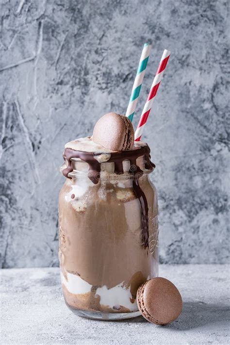 Chocolate Milkshake With Ice Cream Stock Image Image Of Delicious