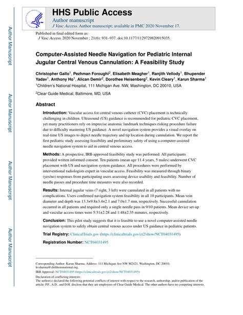 PDF Computer Assisted Needle Navigation For Pediatric Internal