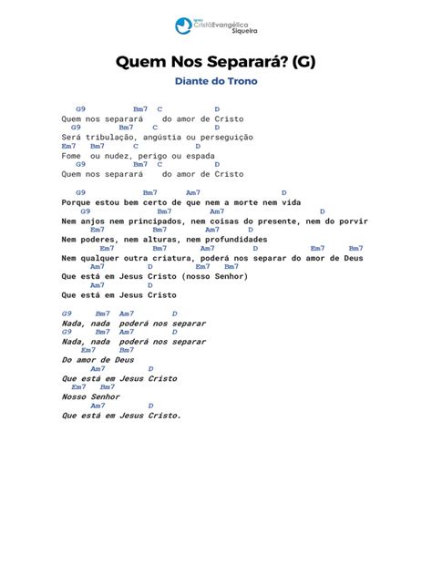 Quem Nos Separara Letra - Quem Nos Separará do Amor de Cristo | PDF