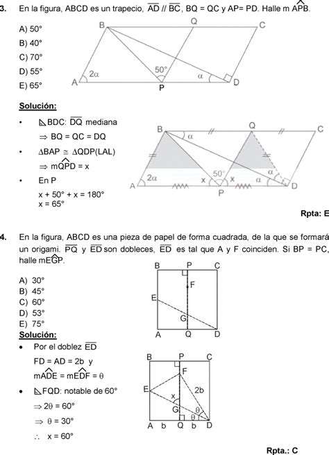 GEOMETRÍA EXAMEN DE INGRESO UNIVERSIDAD SAN MARCOS ÁREA C PRUEBA DECO