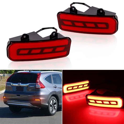 For 2015 2016 Honda CRV Rear Bumper Reflector Red LED Foglight Brake