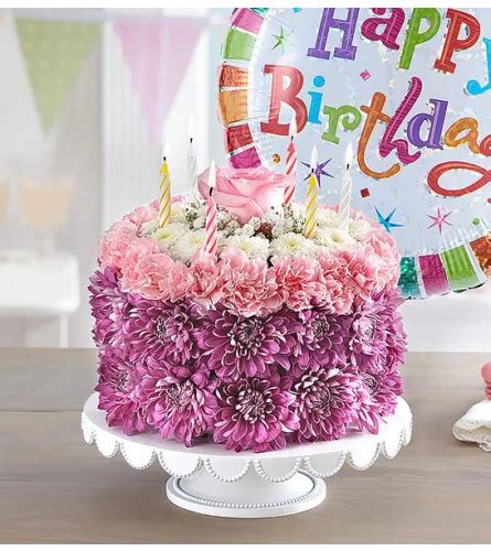 Happy Birthday Wishes Flower Cake™ Pastel - Send to Tomball, TX Today!