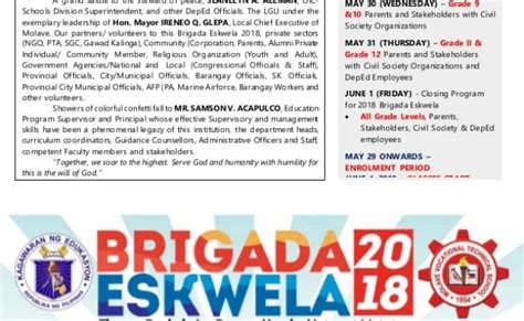 Emcee Script For Brigada Eskwela Opening Program Printable Templates Free