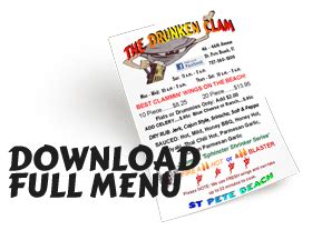 St Pete Beach Restaurant Menu – Drunken Clam Bar